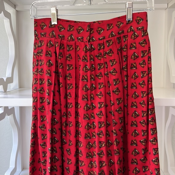Vintage 80’s Ralph Lauren Blue Label Equestrian Flannel Midi Skirt Red Sz 6 - Picture 3 of 12